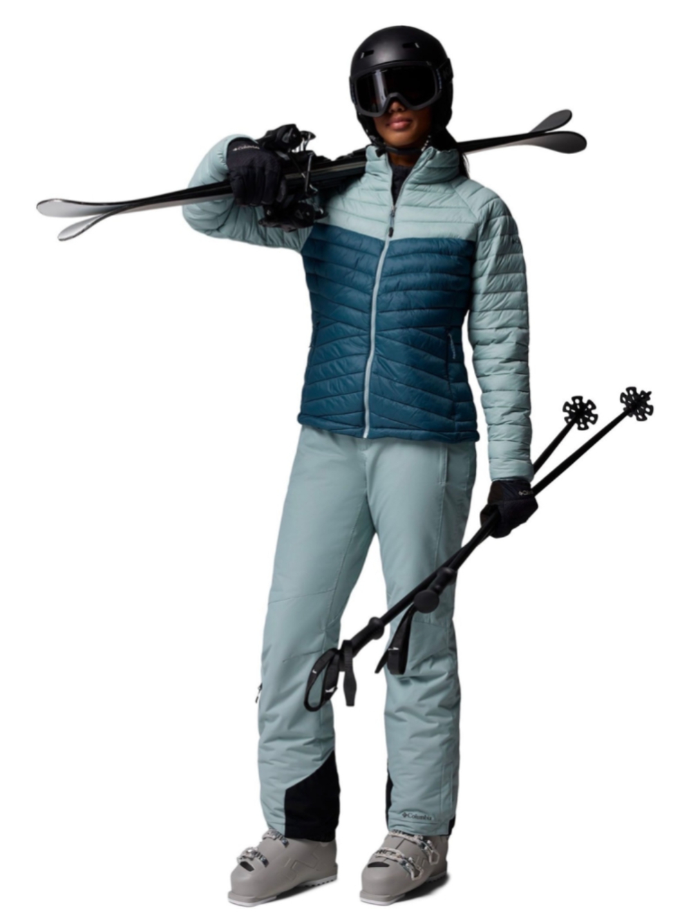 Columbia Women Powder Pass Insulated Puffer Jacket S Everblue Crushed Blue NWT - Picture 3 of 4
